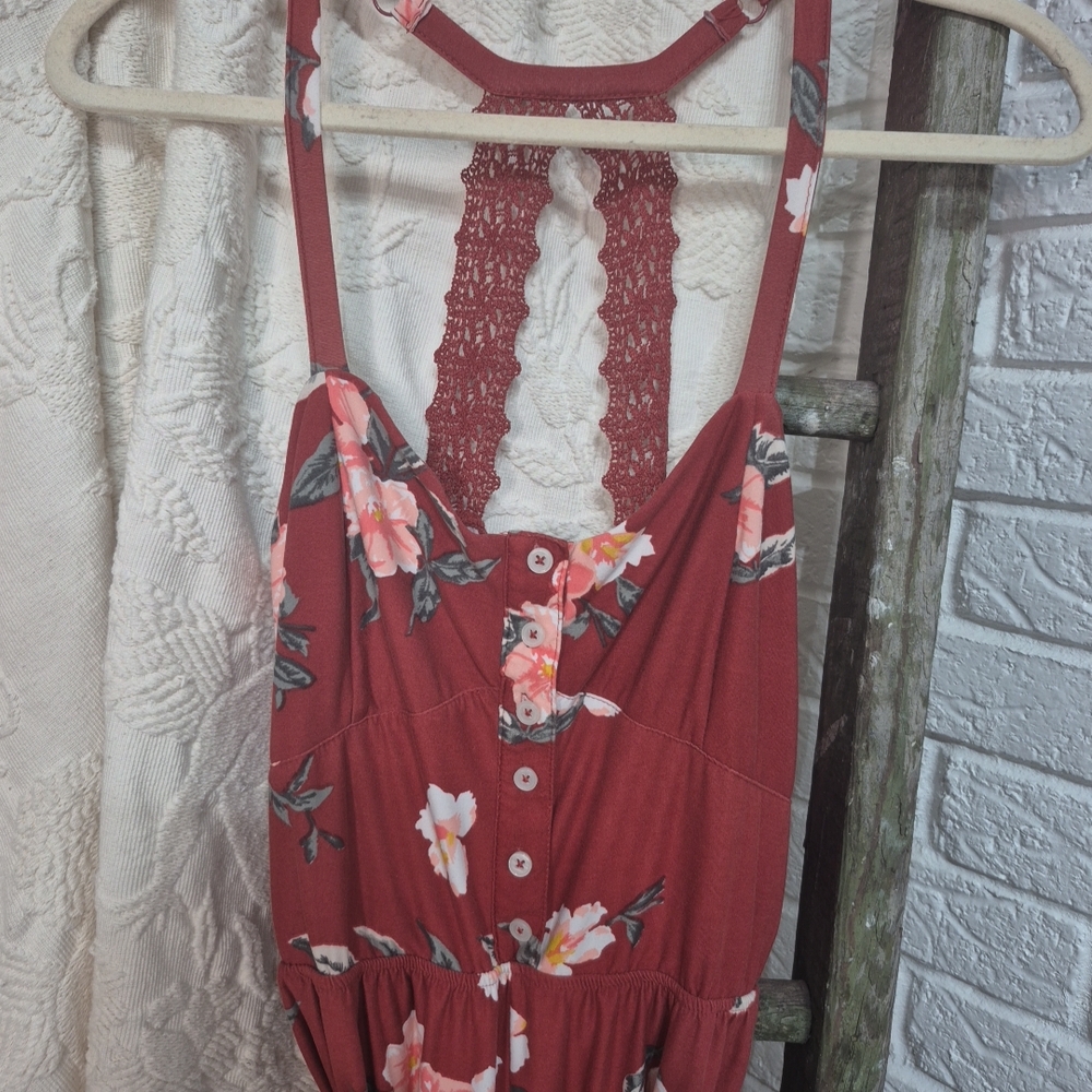 No Boundaries Floral Jumpsuit - Red and Pink